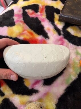 Coach White Embossed Signature Hard Sunglasses Case